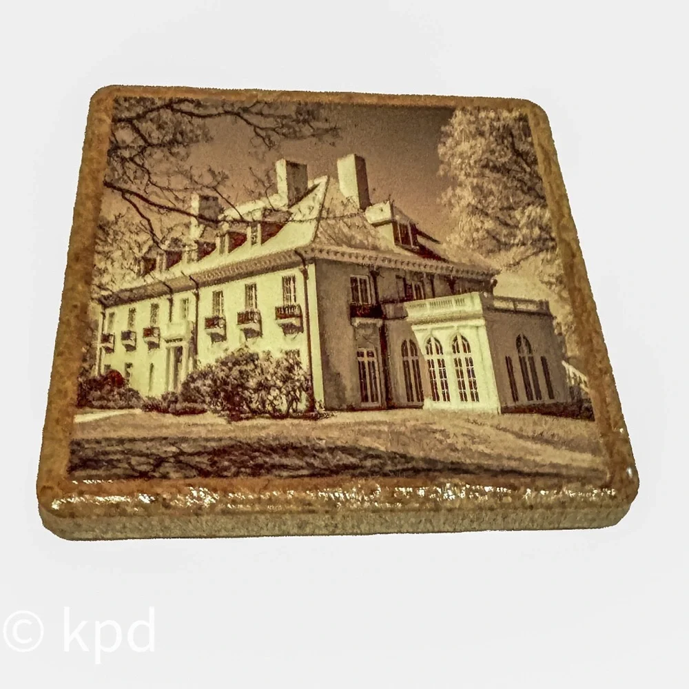 Fleur-de-Stone Marble Coaster – Historic Mansion Estate – Cork Backed Stone Tile